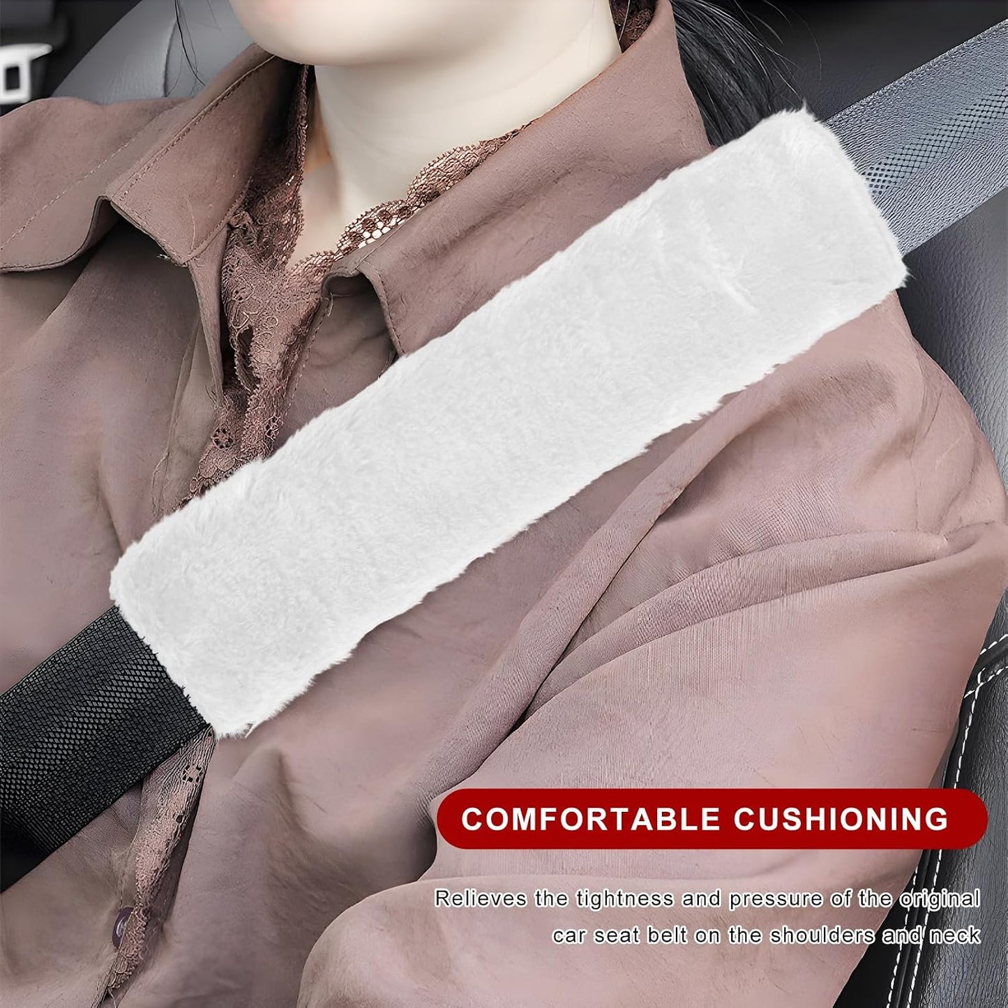 Sun Walker 2PCS Seat Belt Shoulder Pads, Fluffy Soft Plush Auto Seat Belt Pads for Protecting Your Neck & Shoulder, Comfortable Seatbelt Cover Warm Protective Cushion for Most Cars (Purple)