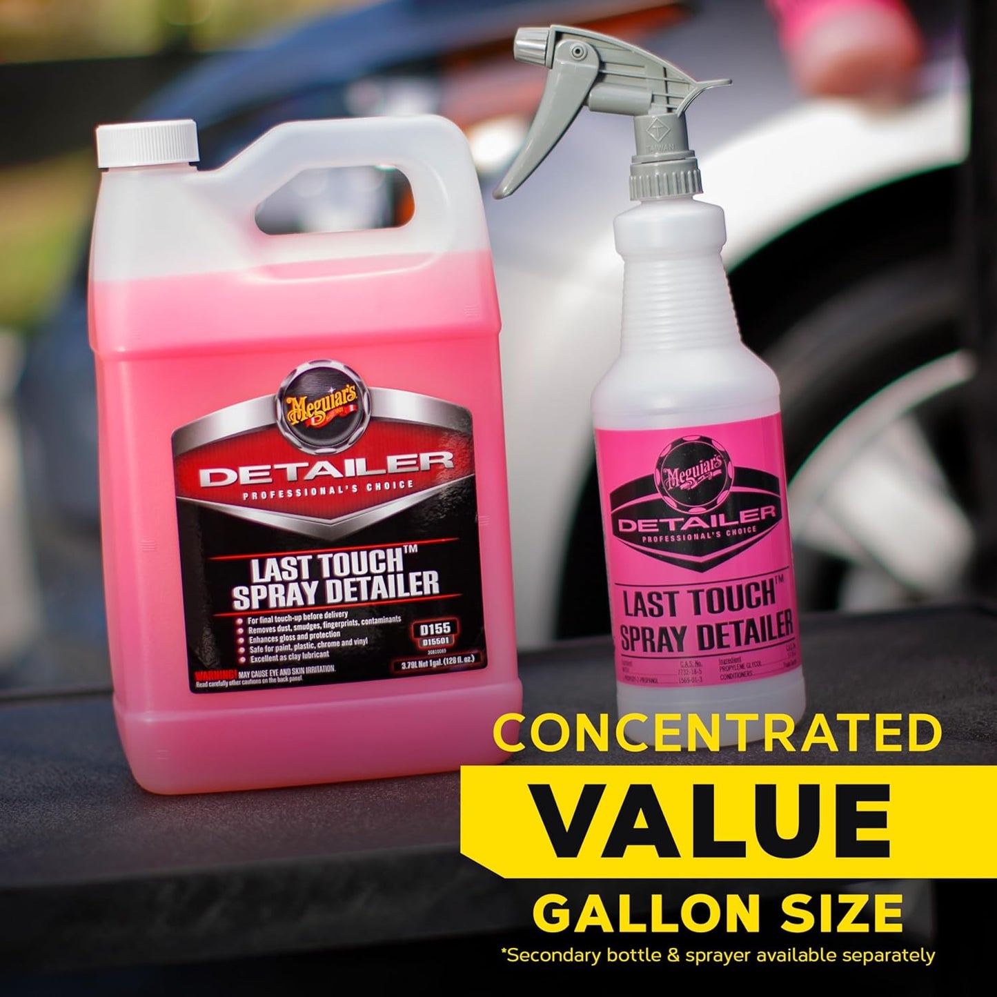 Meguiar's D15501 Last Touch Spray Detailer, Great for Use as Clay Lubricant, creates a Showroom Shine, Removes Dust, Smudges, Fingerprints and More, Versatile Use and Enhances Protection, 1 Gallon