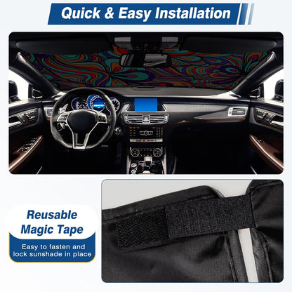 Windshield Sun Shade - Car Sun Shade Windshield, Reflector Sunshade Offers Ultimate Protection for Car Interior, Foldable Front Window Fit for Hatchback, Truck, SUV, MPV