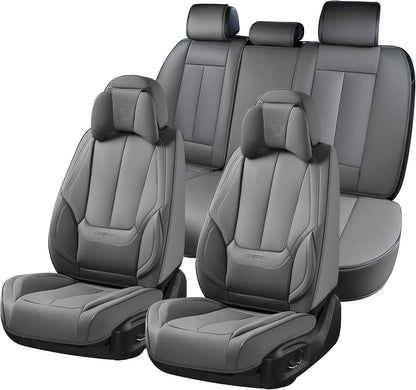Coverado Seat Covers Full Set, Black Seat Covers for Cars 5 Seats, Car Seat Protector, Waterproof Nappa Leather Car Seat Cushion, Front and Rear Car Seat Cover Fit for Most Sedans SUV Pick-up Truck - Colors A