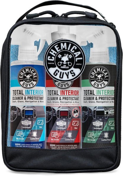 Chemical Guys Total Interior Cleaner Variety Kit With Storage Bag New Car And Black Cherry Scents Microfiber Towels Giftable Car Care Set