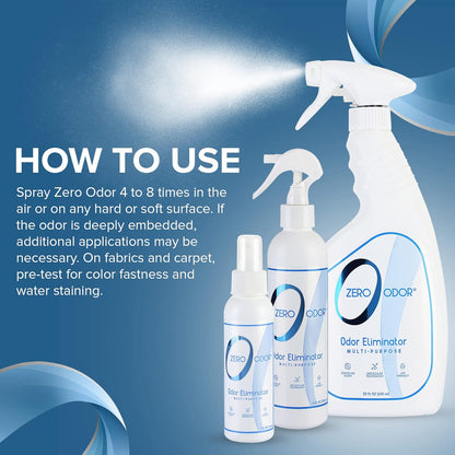 Zero Odor Multi-Purpose Odor Eliminator - Eliminate Air & Surface Odor – Patented Technology Best for Bathroom, Kitchen, Fabric, Closet- Smell Great Again, 8oz (Over 1000 Sprays)