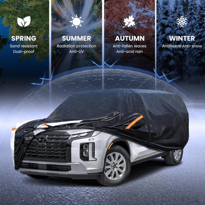 Large SUV Car Cover for Chevy Suburban 100% Waterproof All Weather, Heavy Duty Outdoor Full Exterior Covers Rain Sun Wind UV Protection. - Colors C