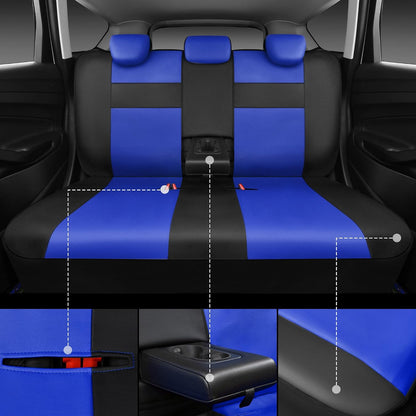 CAR PASS Leather Seat Covers Full Set Universal Water Resistant 3D Foam Back Support, Luxury Comfort Automotive 5 Seat Covers All Season Fit for SUV,Sedan,Van, Airbag Compatible Elegance(Pure Black)