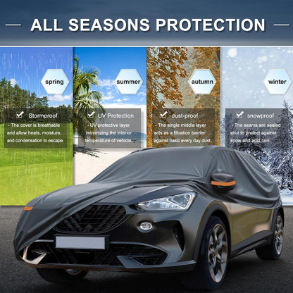 X AUTOHAUX Car Cover for Honda Civic Sedan/Coupe 210D-PU Outdoor Full Car Cover All Weather with Door Zipper for Waterproof Windproof Sun Rain Snow Protection