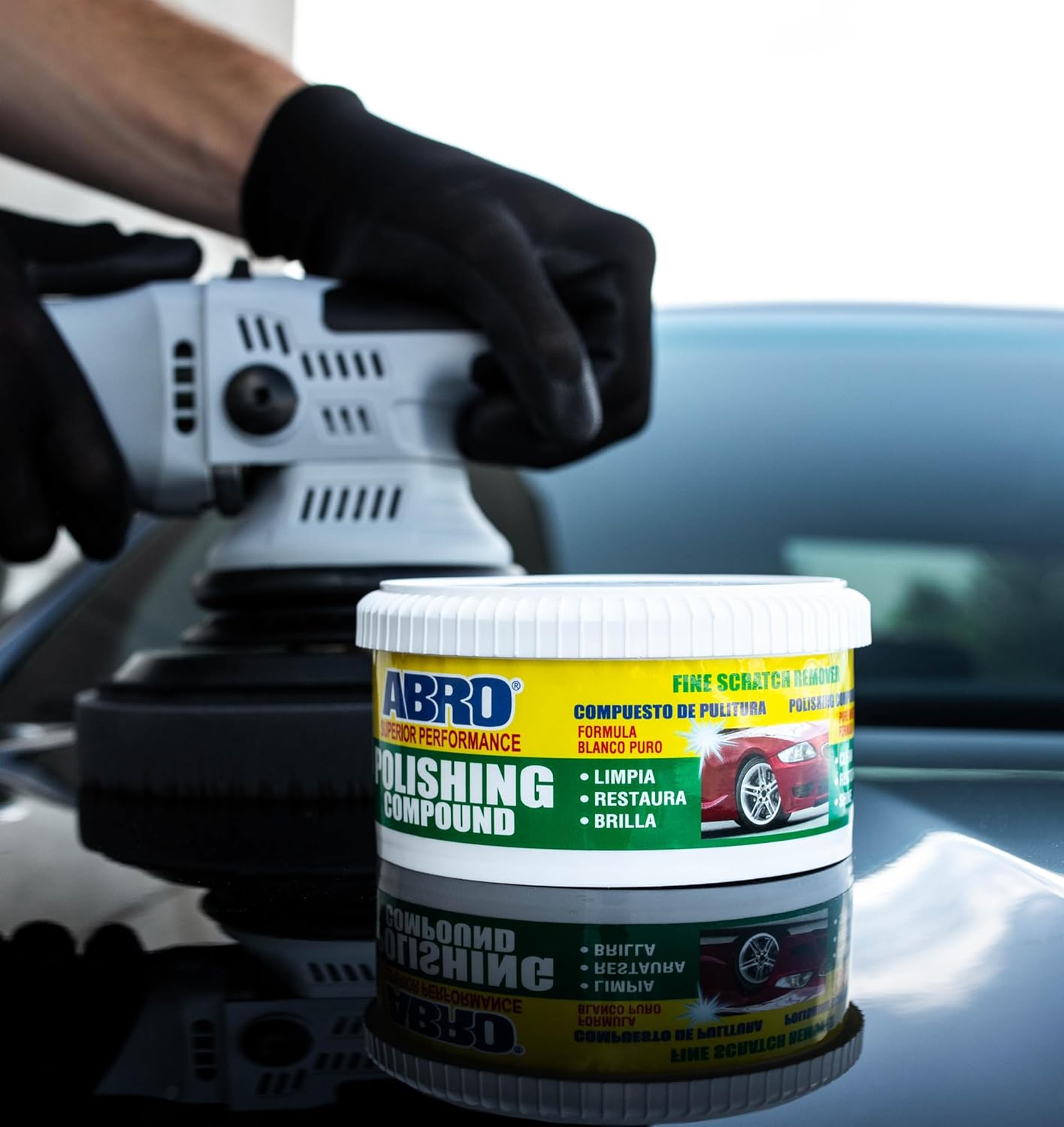 ABRO Polishing Compound 10 oz — Fine Cut Car Polish & Scratch Remover for Vehicles, Oxidized Paint, Swirl Marks, Scuffs, Dull Finish, Buffing & High-Gloss Auto Detailing