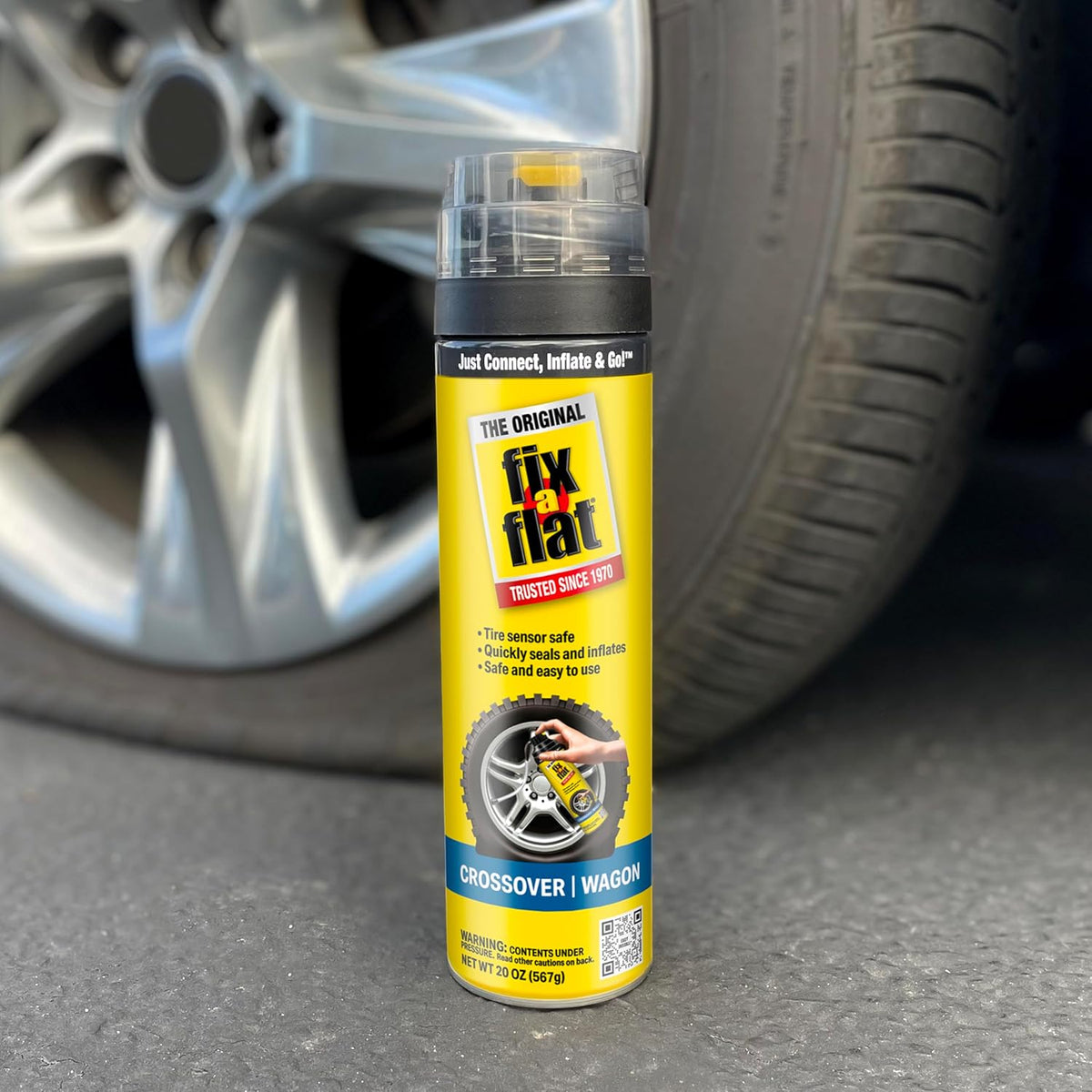 Fix-A-Flat S60420 Aerosol Emergency Flat Tire Repair and Inflator, for Standard Tires, Eco-Friendly Formula, Universal Fit for All Cars, 16 oz. (Pack of 1)