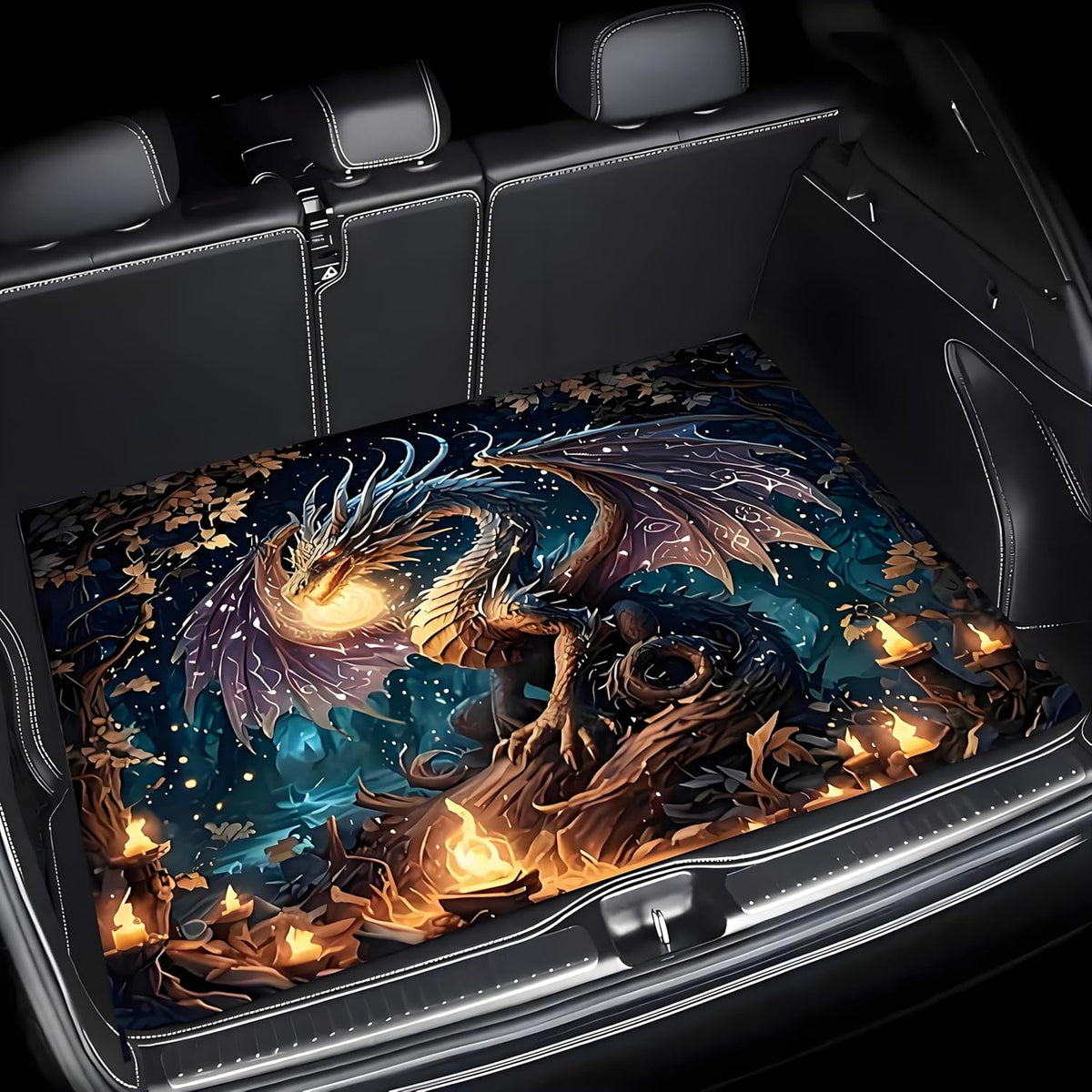 Universal Car Trunk Mat 29" x 39",Purple Colorful Flowers All Weather Trunk Protection Cargo Liner, Durable Cargo Mat Rear Trunk Liner,Stylish Vehicle Interior Accessories Suitable for Most Car Models