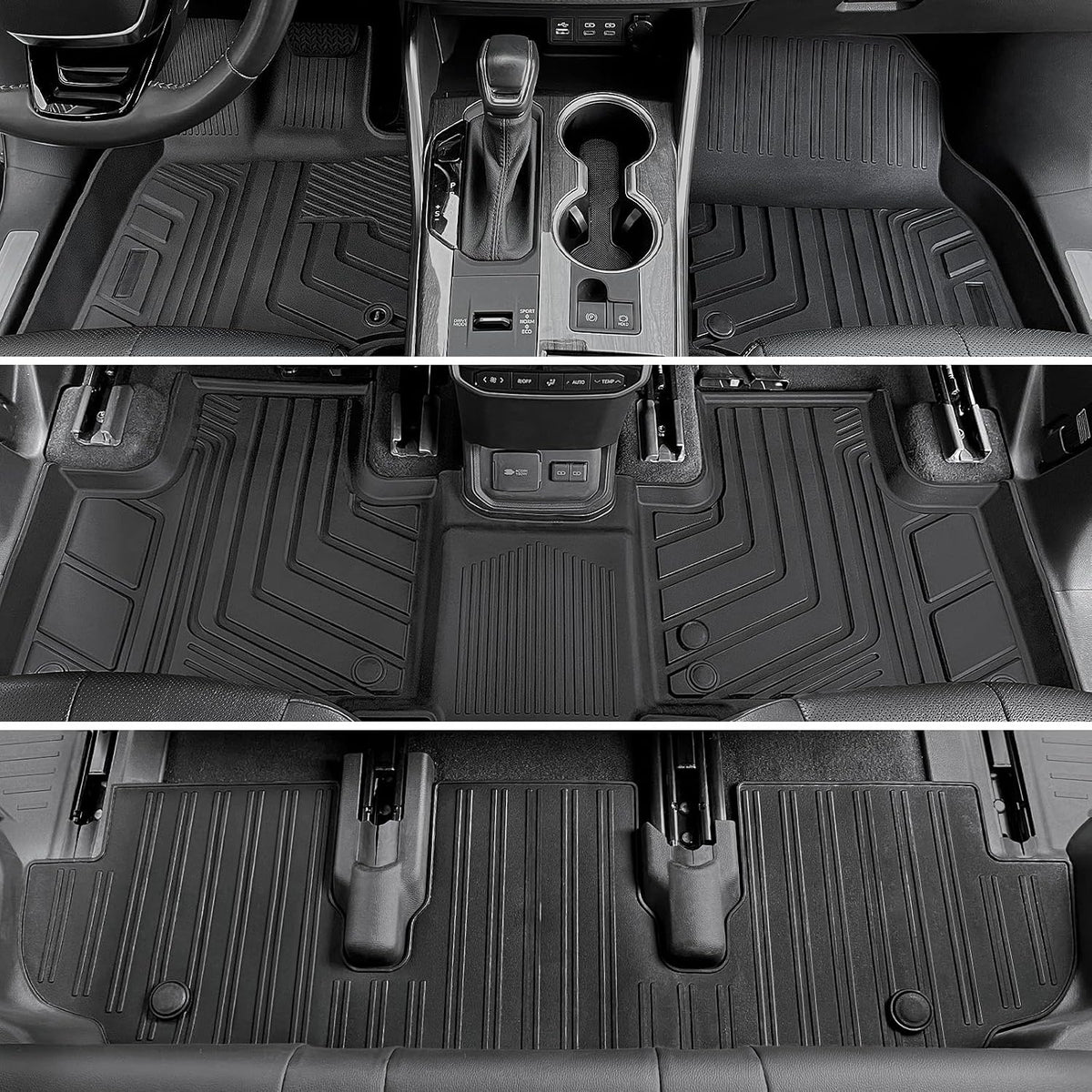Floor Mats for Toyota Sienna 2021-2026, All Weather Floor Mats Lower Trunk Cargo Liner Accessories, Full Coverage Set (Fit 8-Seat with Spare Tire)