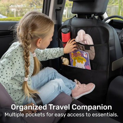 Enovoe Back Seat Cover for Kids Extra Large - 2 Pack with Multi Pocket Storage Organizer - Back Seats Protector for Upholstery from Dirt, Mud, Scratches - Waterproof Car Seat Protector for Kids