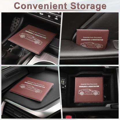 UYYE Car Registration and Insurance Card Holder, Vehicle Glove Box Car Organizer, Interior Car Accessories for Documents, Cards, License - 2 Pack