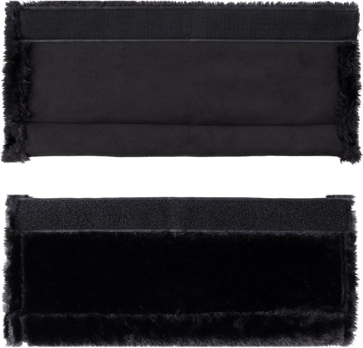 Amooca Soft Faux Fur Universal Fit Seatbelt Cover Car Truck SUV Airplane Seat Belt Shoulder Pad for Carmera Backpack Straps Neck Cushion Protector 2 Pack 10.5in Dark Gray