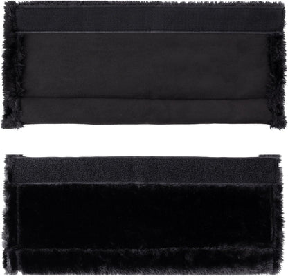 Amooca Soft Faux Fur Universal Fit Seatbelt Cover Car Truck SUV Airplane Seat Belt Shoulder Pad for Carmera Backpack Straps Neck Cushion Protector 2 Pack 10.5in Dark Gray