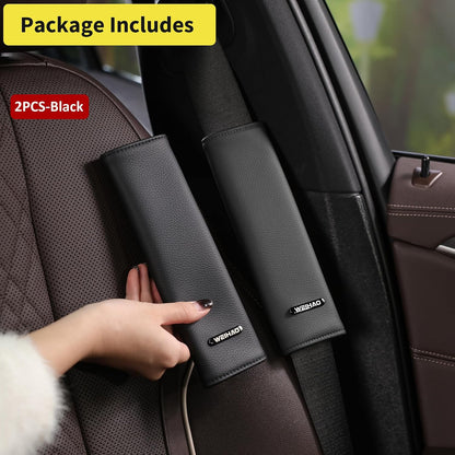 2PCS Car Seat Belt Cover Pad Extra Long 13 Inch, Car Seat Shoulder Strap Pads, Thick Leather Seatbelt Cushion Protect Neck & Shoulder, Universal Car Seatbelt Covers Pad for Most Vehicles (Black)