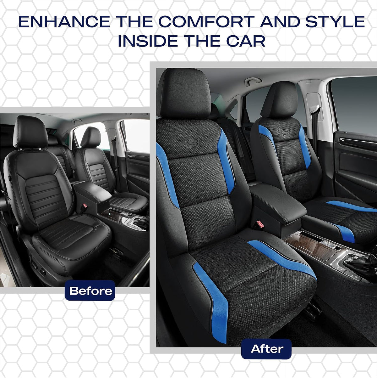 Skechers Memory Foam Seat Covers, Air Cool Mesh Thick Car Seat Covers, Car Seat Covers Front Seats Airbag Compatible, Universal Automotive Comfort for Most Cars, Vans, Trucks, SUV,Black