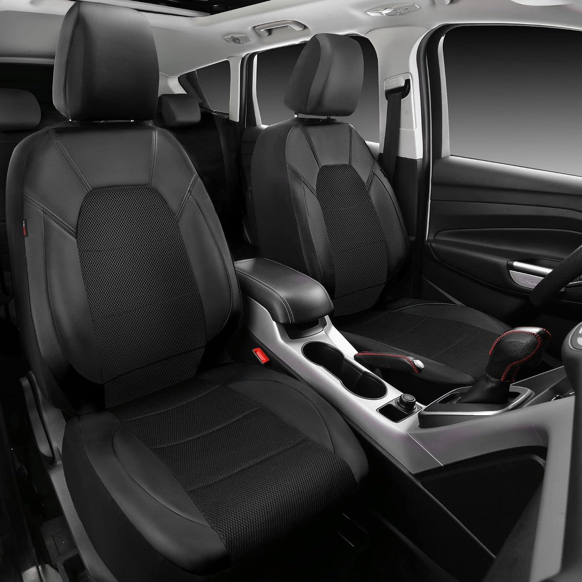 CAR PASS Waterproof Universal Fit Car Floor Mats, Faux Leather Car Carpet Mats, Black Car Mats with Anti-Slip Nibbs Backing & Driver Heel Pad Fit for SUV,Vans,sedans, Trucks,Set of 4pcs(All Black)