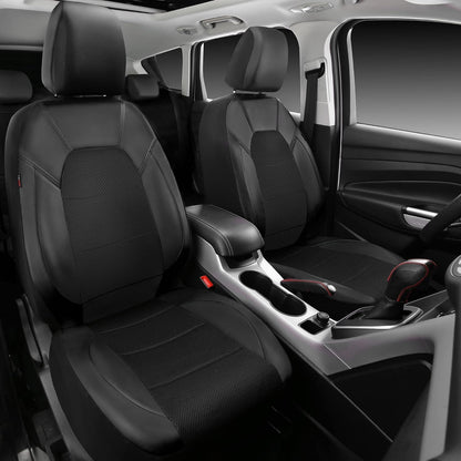 CAR PASS Waterproof Universal Fit Car Floor Mats, Faux Leather Car Carpet Mats, Black Car Mats with Anti-Slip Nibbs Backing & Driver Heel Pad Fit for SUV,Vans,sedans, Trucks,Set of 4pcs(All Black)