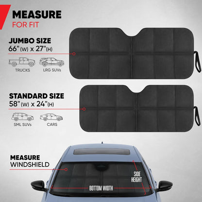 Motor Trend Windshield Sunshade for Car, Truck & SUV, Black - Folding Sun Shade for Front Window, Auto Sun Visor Heat Protection, UV Rays Blocker (58 x 24 Inch)