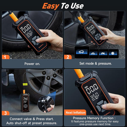 OlarHike Tire Inflator Portable Air Compressor, Lightning-Fast Inflation, Dual Power - 6000mAh & 12V DC, Cordless Air Pump for Car Tires, Bikes, Motorcycle, Balls with LED & Digital Pressure Gauge