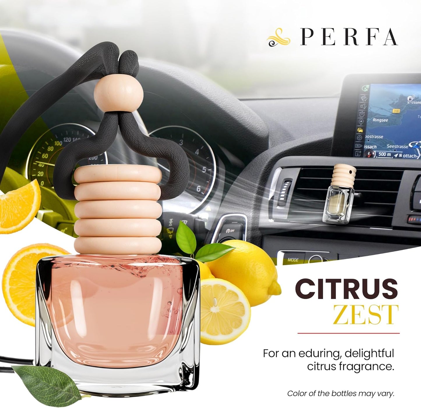 Fresh Linen Car Air Freshener | Hanging Car Freshener with Vent Clip | Long Lasting Fragrance, Slow-Release Aroma Technology, Adjustable Scent Intensity | Scented Interior Accessories by Perfa