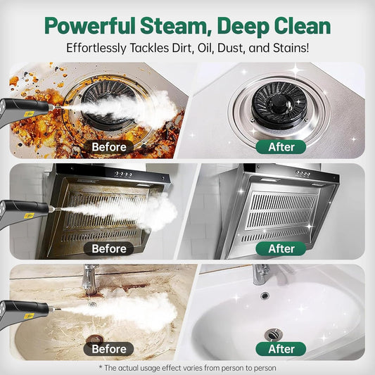 2500W Handheld Steam Cleaner, 15s Fast Heat-Up High Temp Pressurized Steamer, 1.2L Large Tank, Portable Steam Cleaning Machine for Home, Kitchen, Bathroom, Car, Grout & Furniture (Black)