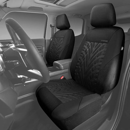CAR PASS Car Seat Covers Full Sets, Front & Split Rear Bench for Car, 3D Tyre Embossed Automotive Interior Covers, Airbag Compatible, Quick Setup Universal Fit Seat Covers for Car, SUV(Charcoal)