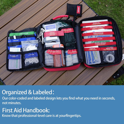 Comprehensive First Aid Kit for Home, Premium Emergency Trauma Kits with Shoulder Strap for Car Camping Gear, Waterproof Survival Kit, Home Essentials, Outdoor Emergency Medical Supplies -324 Piece