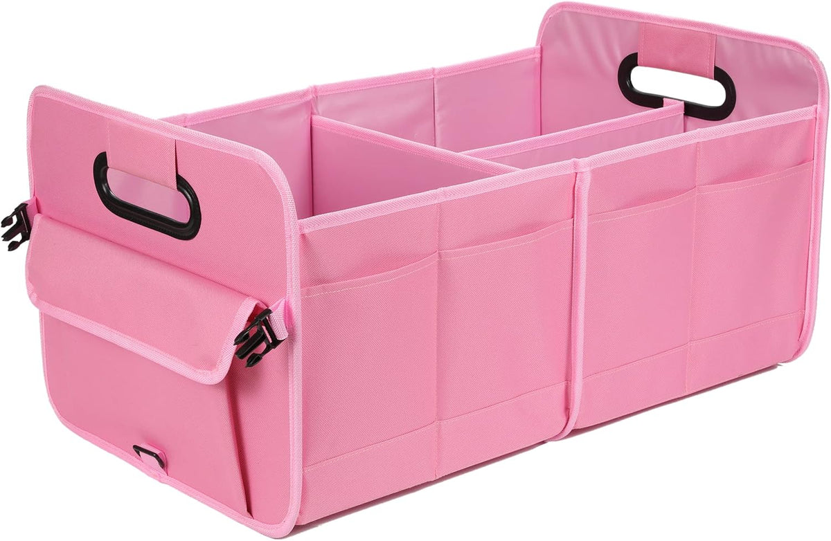 AOKJOY Car Trunk Organizer Car Storage Organizer Collapsible Multi Compartment Car Organizer Adjustable Straps for SUV(Beige)