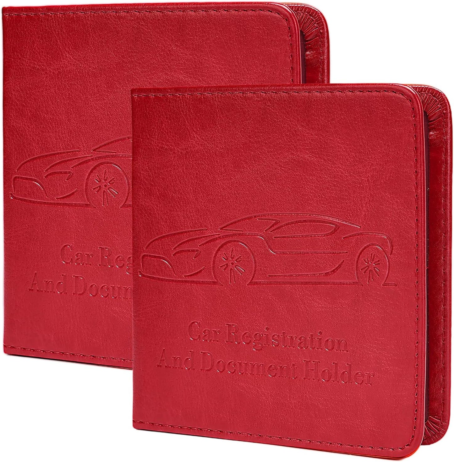 Registration and Insurance Card Holder, Vehicle Glove Box Car Organizer with Magnetic Closure, Interior Car Accessories for Documents, Cards, License Storage, 1-Pack Red