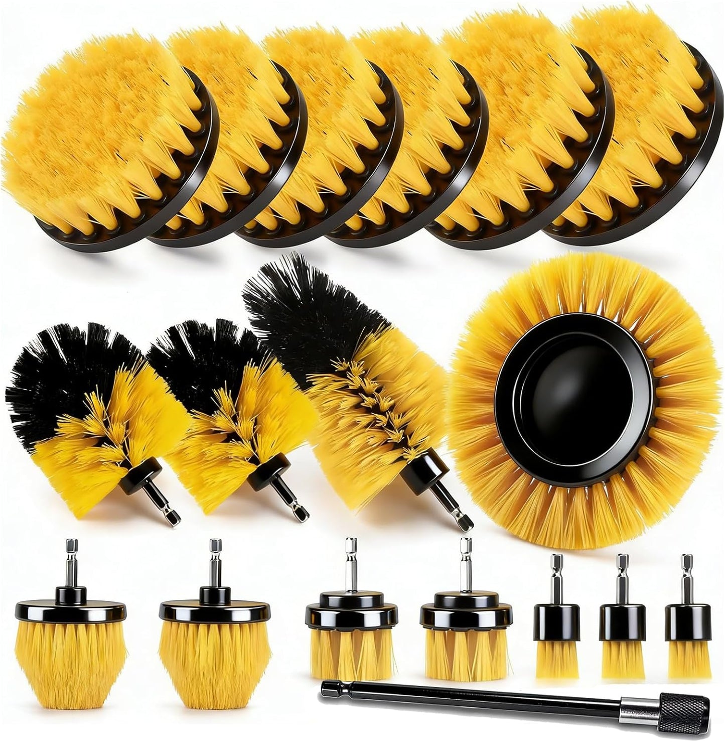 18Pack Drill Brush Power Scrubber Cleaning Brush Extended Long Attachment Set All Purpose Drill Scrub Brushes Kit for Bathroom, Car Detailing, Carpet, Tile Grout, Sinks, Corners