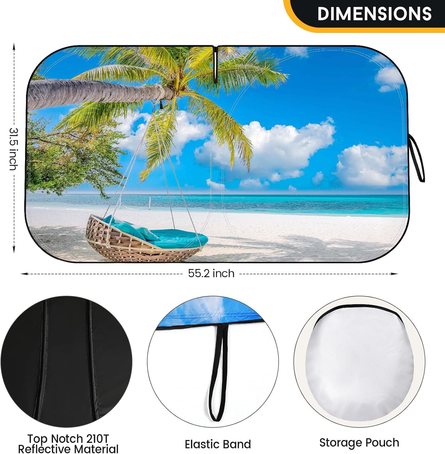 Car Windshield Sun Shade - Foldable Car Sun Shade Windshield for Front Window, Reflector Sunshade Offers Ultimate Protection for Cars Interior (55.2 x 31.5 in)