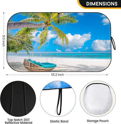 Car Windshield Sun Shade - Foldable Car Sun Shade Windshield for Front Window, Reflector Sunshade Offers Ultimate Protection for Cars Interior (55.2 x 31.5 in)