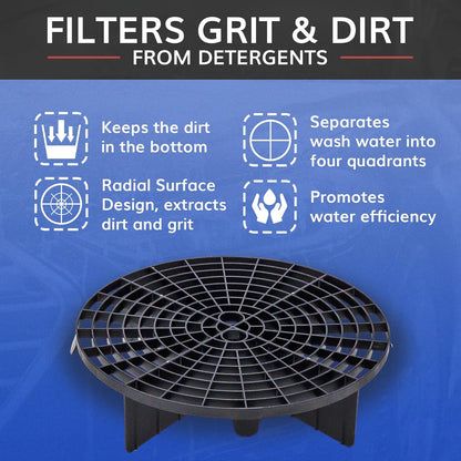Grit Guard Flex Fit Bucket Insert - Removes Dirt from Wash Mitt for Car Detailing, 10” Diameter, 4 Self-Adjusting Tabs, Fits Car Wash Buckets from Auto Part Stores - Made in the USA