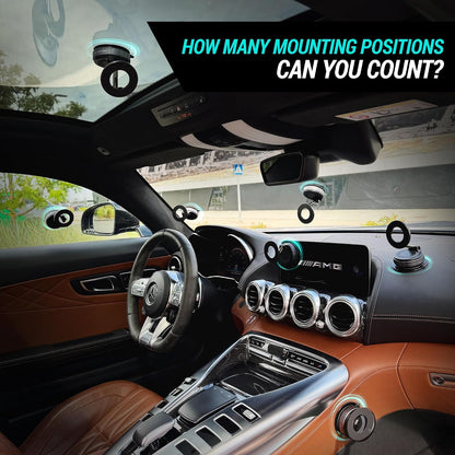 CARMOUNT Clutch-X™ Black – Vacuum Phone Mount Suction Cup Car Phone Holder for iPhone, Window Phone Mount for Travel, 360° Vacuum Magnetic Phone Holder for Car, Magnetic Phone Holder with Suction Cup
