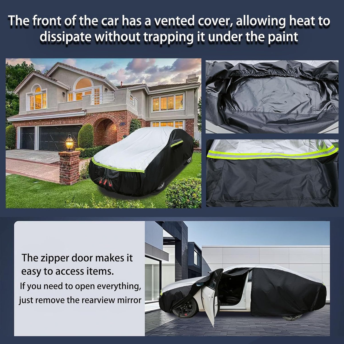 SUV car Cover All Weather Waterproof Murano, Subaru Outback/Solterra，Cadillac XT5/SRX, Buick Envision and Other Models -Outdoor Sunshade Protection with Zipper (Length 188 to 195 inch)