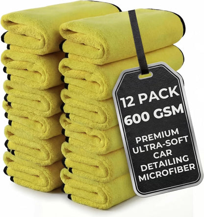 The Pro Stuff® Car Detailing Microfiber Towels - 600 GSM Thick Plush Auto Towels | Super Soft Dual-Sided for Cleaning, Washing, Buffing | Tagless, Scratch-Free, Lint Free Cloth (16"x16") (3)