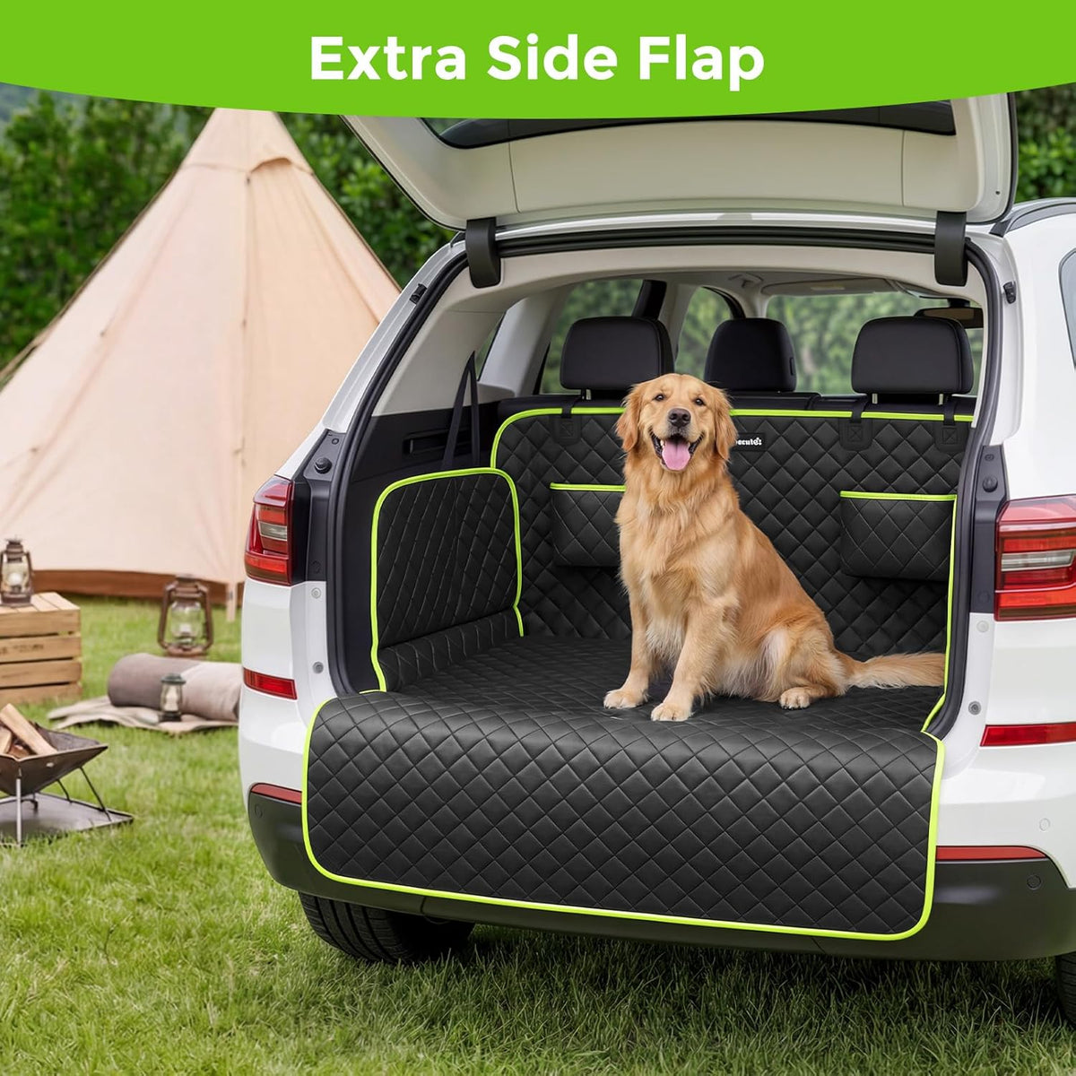 SUV Cargo Liner for Dogs, Upgraded Scratch-proof Leather 14.17" Heightened Side Flaps, 53.15" x40.55" Waterproof Non-Slip Trunk Liner with Bumper Flap, Universal Fit for SUVs Sedans Vans 3-Row SUV