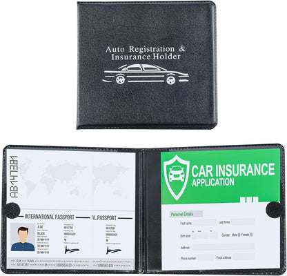 Pacific Mailer Auto Registration and Insurance Card Holder 2 Packs Car Document ID Holder Glove Box Organizer Car Accessories, Black