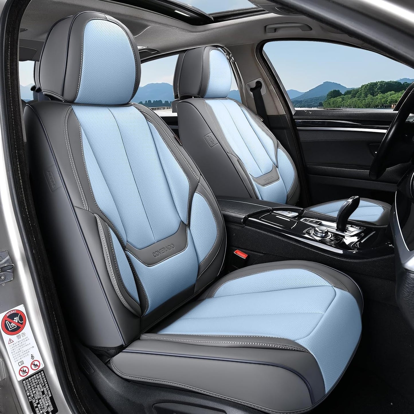 Coverado Seat Covers Full Set, Black Seat Covers for Cars 5 Seats, Car Seat Protector, Waterproof Nappa Leather Car Seat Cushion, Front and Rear Car Seat Cover Fit for Most Sedans SUV Pick-up Truck - Colors A
