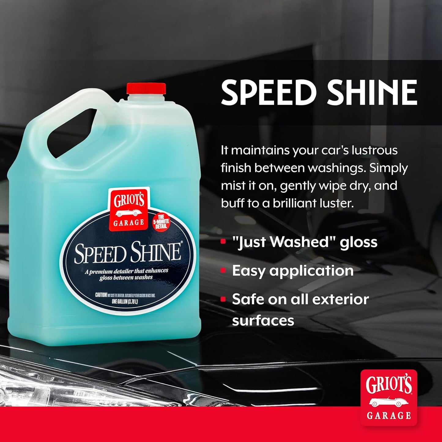 Griot's Garage Speed Shine for Car Detailing, Quick Detailer for All Exterior Surfaces, Trim and Wheels, Provides a Glossy Finish, 11146, 35 oz