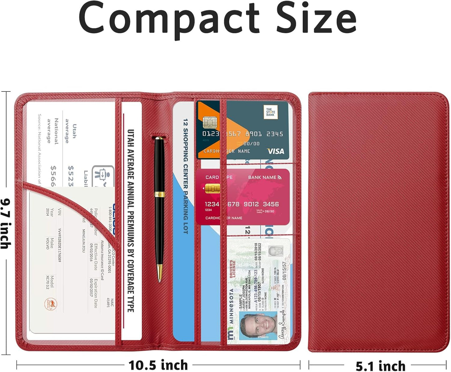 CoBak Car Registration and Insurance Holder - Vehicle Glove Box Car Organizer,Auto Truck Comparment Accessories Case with Magnetic Closure for Driver License,Cards - Colors B