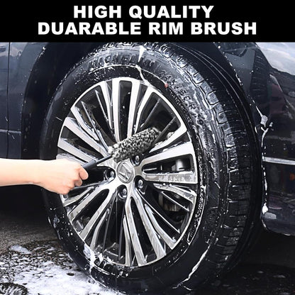 3PCS Wheel Brush Kit for Cleaning Wheel and Tire, Wheel and Rim Brush, Car Detailing Brushes, Bendable & Durable Car Wheel Rim Cleaner Brush Set,Car Detailing Cleaning Brush Supplies Kit