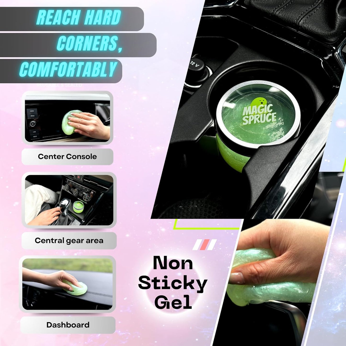 MAGIC SPRUCE Car Cleaning Gel Kit for Car Interior, High End Apple Scented Cleaning Putty in Classy Jar, Detailing Cleaning Gel Universal Dust Cleaner, for Keyboard Apple Laptop, Car Cleaning Supplies