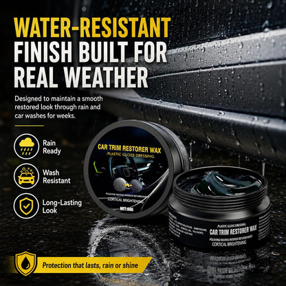 Plastic Restorer for Cars, Ceramic Coating Black Trim Restorer, Back to Black Plastic Polish for Interior Exterior Trim, Dashboard Cleaner with UV Protection, 80g with Sponge