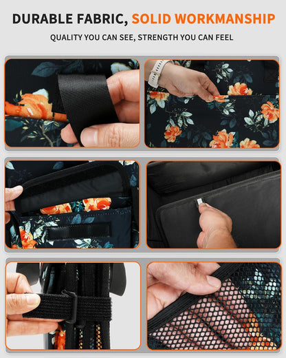 SIBOFUEGO Sturdy Car Trunk Organizer – Large Capacity Trunk Organizer for SUVs & Sedans, Hard-Shell One-Piece Design with Cute Print, Collapsible and Durable Car Organizers (Black Leopard 70L)