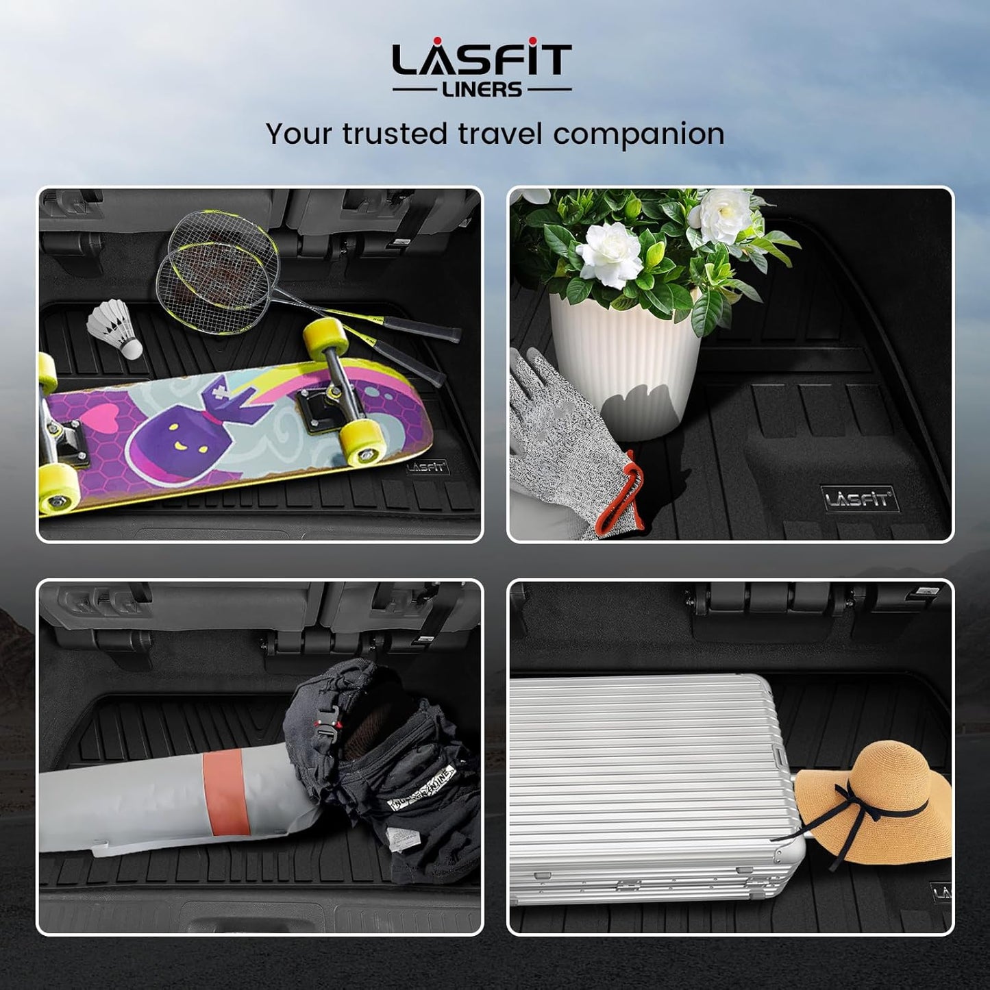 LASFIT Cargo Liner for Honda CR-V 2026 2025 2024 2023 (Gasoline & Hybrid & e:FCEV) All Weather TPE Car Trunk Mat (Upper Position), Cargo Only Black