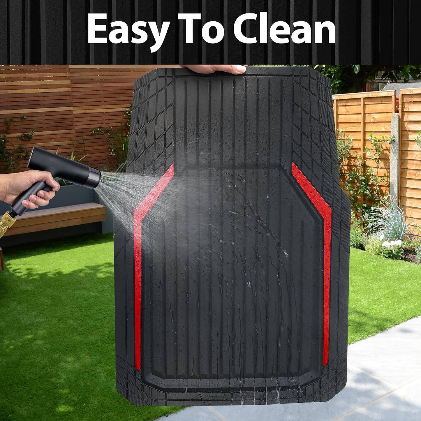 CAR PASS Heavy Duty Rubber Floor Mats for Car, Waterproof Liner Deep Dish Car Mats Full Sets, Universal Trim to Fit for SUV Truck Sedans Vans, All Weather Automotive Floor Mats 3pcs, Solid Black