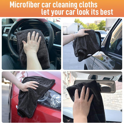 SINLAND Microfiber Car Drying Towels Ultra Absorbent,No Streaks,Scratches, or Water Spots,Wash Cleaning Auto Detailing Towels 380gsm 16inch x 24inch 6 Pack Grey