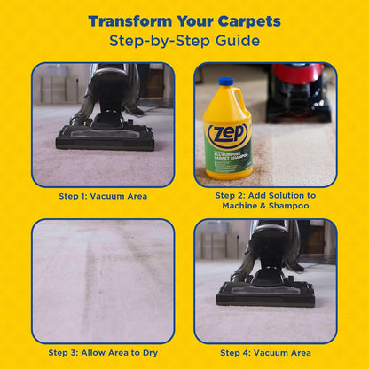 Zep All-Purpose Carpet Shampoo Concentrate Cleaner - 1 Gallon - ZUCEC128 - Professional Formula Removes Dirt and Stains