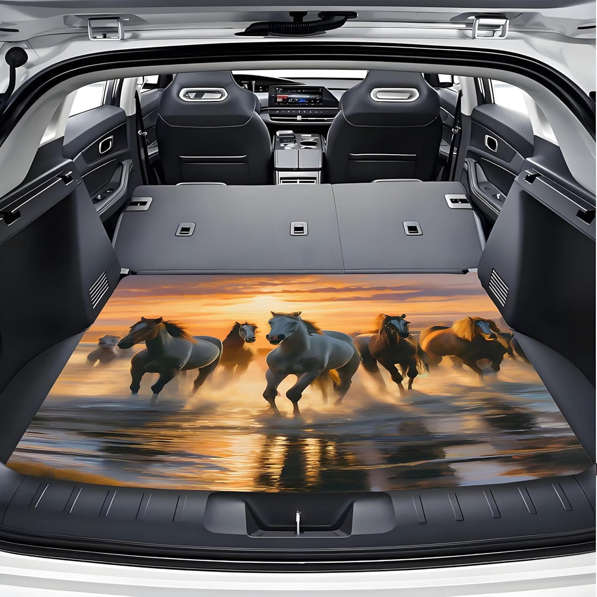 Universal Car Trunk Mat 29" x 39",Purple Colorful Flowers All Weather Trunk Protection Cargo Liner, Durable Cargo Mat Rear Trunk Liner,Stylish Vehicle Interior Accessories Suitable for Most Car Models